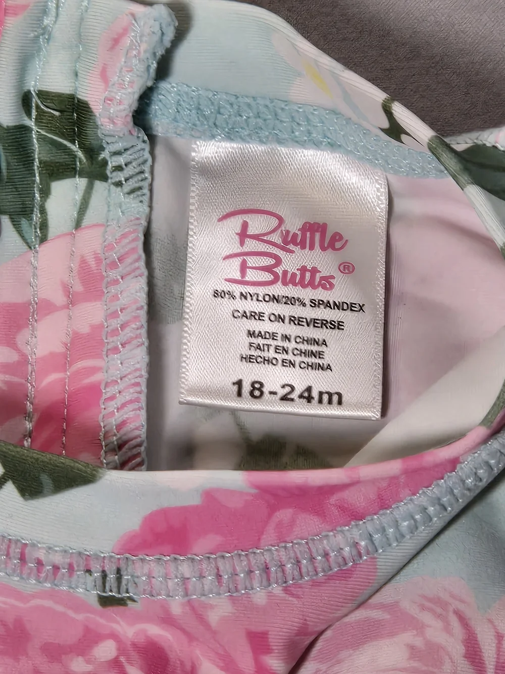 Ruffle Butts Pink & Mint Floral Long-Sleeve Rashguard